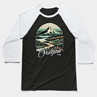 Oregon's Untamed: Forests, Mountains, Coastline - American Vintage Retro style USA State Baseball T-Shirt